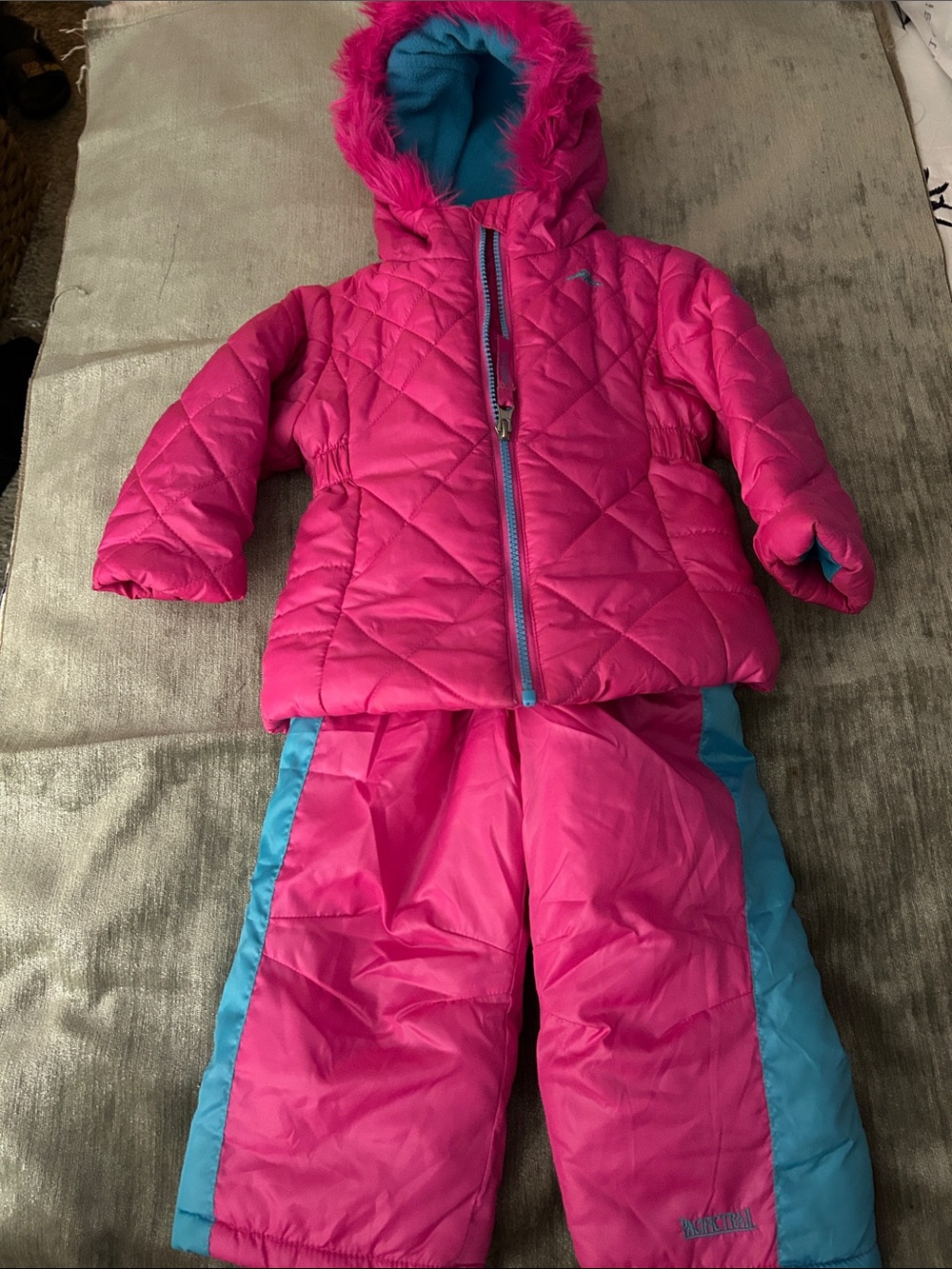 Pacific Trail Pink and Blue Quilted Hooded Snowsuit